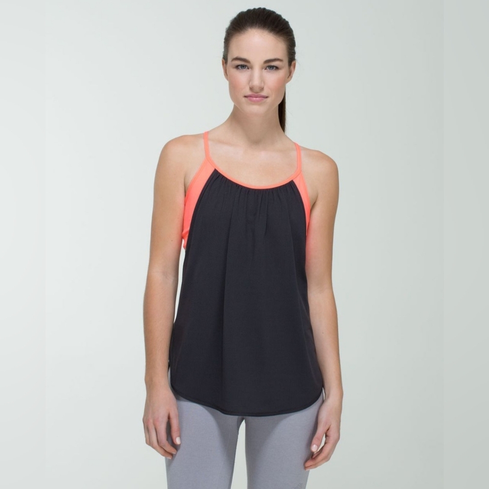 Lululemon Tuck Me In Tank Size 8 Black and Neon Orange